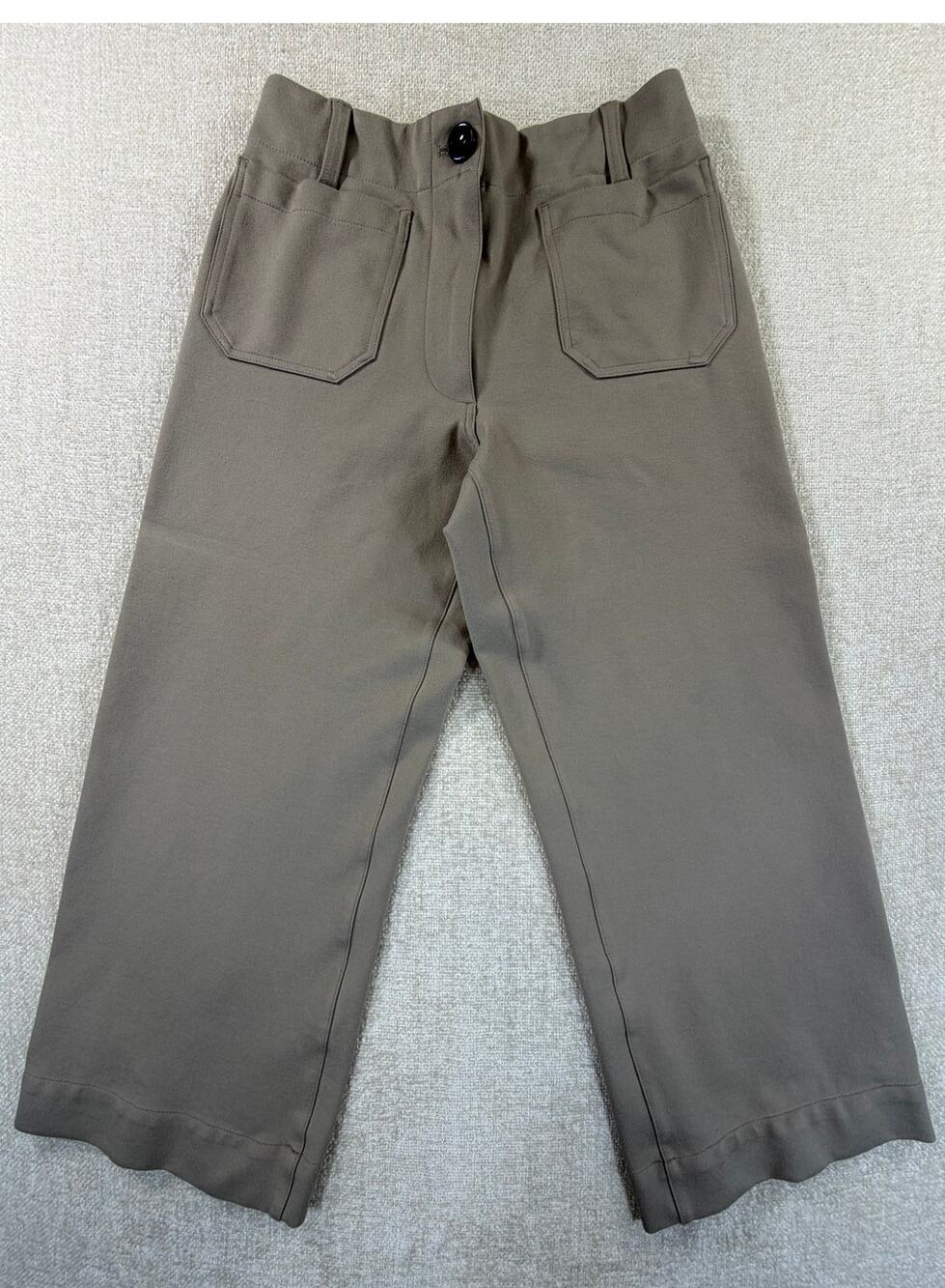 Quince Women 4 Tan Ultra Stretch Ponte Cropped Wide Leg Pants Work Travel Casual